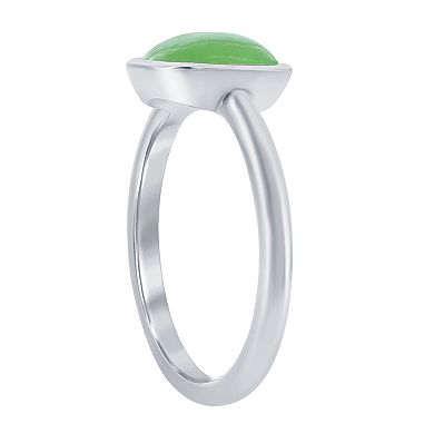 Sterling Silver Genuine Jade Solitaire Ring