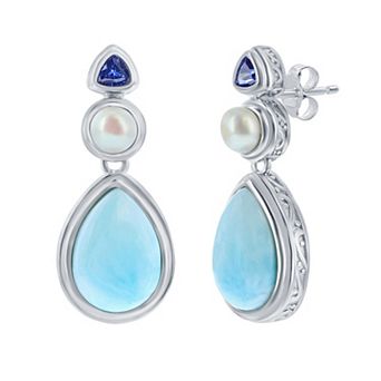 Nautica Rocks Sterling Silver Freshwater Pearl & Gemstone Earrings
