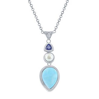 Nautica Rocks Sterling Silver Freshwater Pearl & Gemstone Pendant Necklace