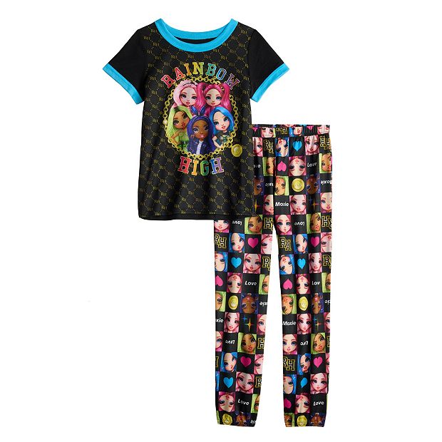 Teen Girls Long Sleeve Rainbow Paint Splatter Pajamas