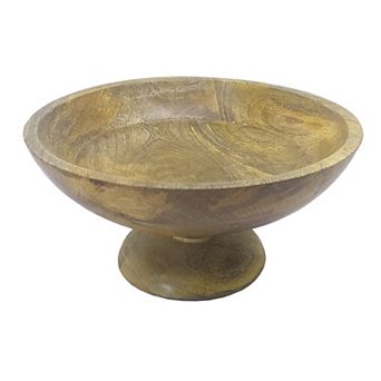 Everyday Decor Mango Wood Pedestal Decorative Bowl Table Decor