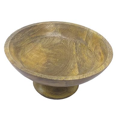 Everyday Decor Mango Wood Pedestal Decorative Bowl Table Decor
