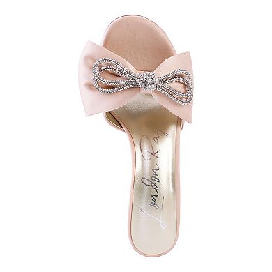 London Rag Crystal Bow Women's Satin High Heeled Sandals