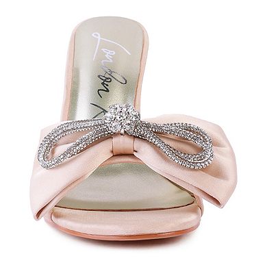 London Rag Crystal Bow Women's Satin High Heeled Sandals