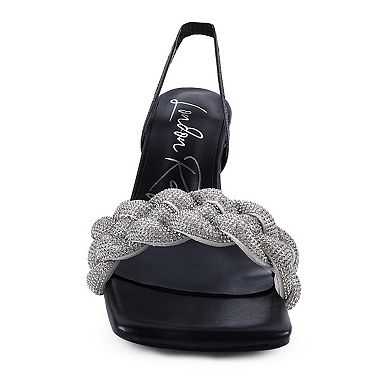 London Rag High Social Diamante Women's Braided Sandals