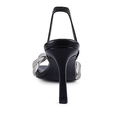 London Rag High Social Diamante Women's Braided Sandals