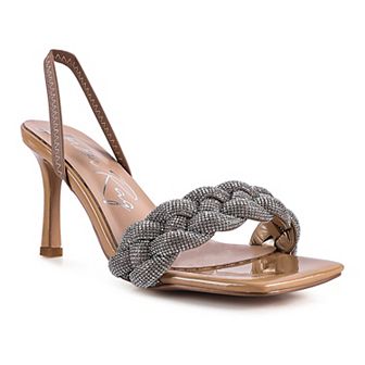 London Rag High Social Diamante Women's Braided Sandals