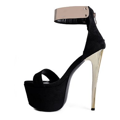 London Rag Cosmo Girl Women's Metal Band High Heel Sandals