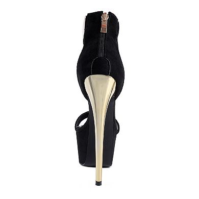 London Rag Cosmo Girl Women's Metal Band High Heel Sandals