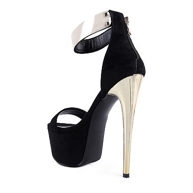 London Rag Cosmo Girl Women's Metal Band High Heel Sandals
