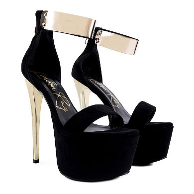London Rag Cosmo Girl Women's Metal Band High Heel Sandals