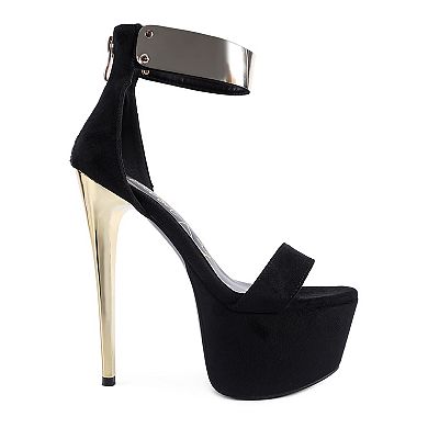 London Rag Cosmo Girl Women's Metal Band High Heel Sandals