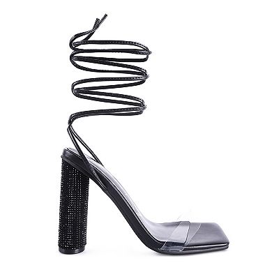 London Rag Scansta Lace-Up Diamante Women's High Heel Sandals