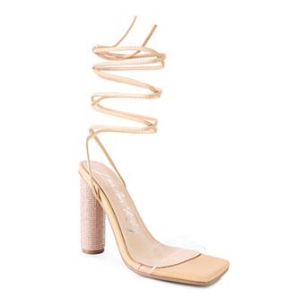 London Rag Scansta Lace-Up Diamante Women's High Heel Sandals