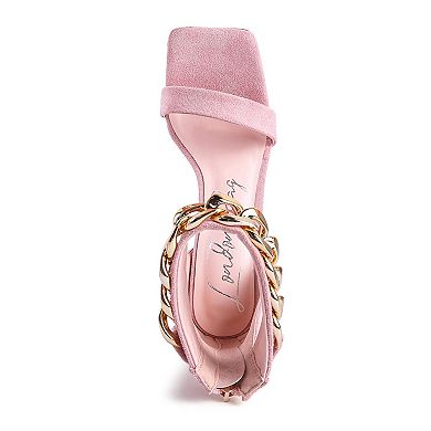 London Rag Last Sip Faux Suede Chain Women's Strap Sandals