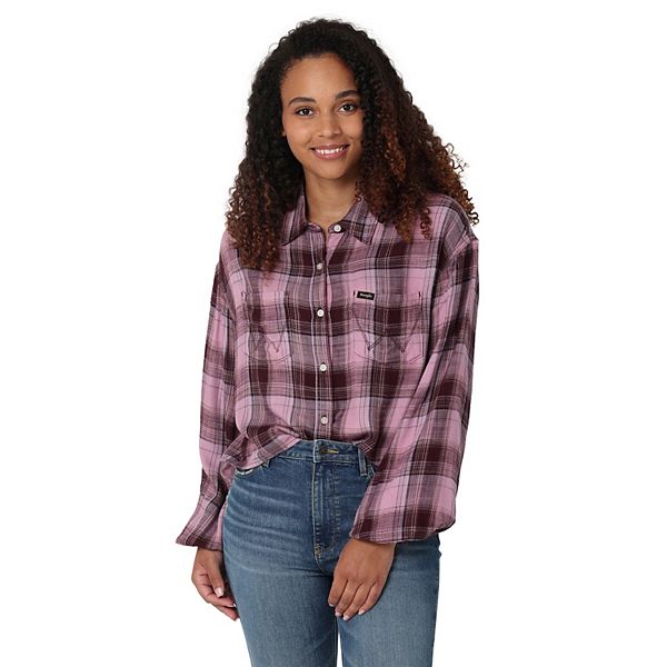 Women's Wrangler Girlfriend Button Down Flannel Shirt