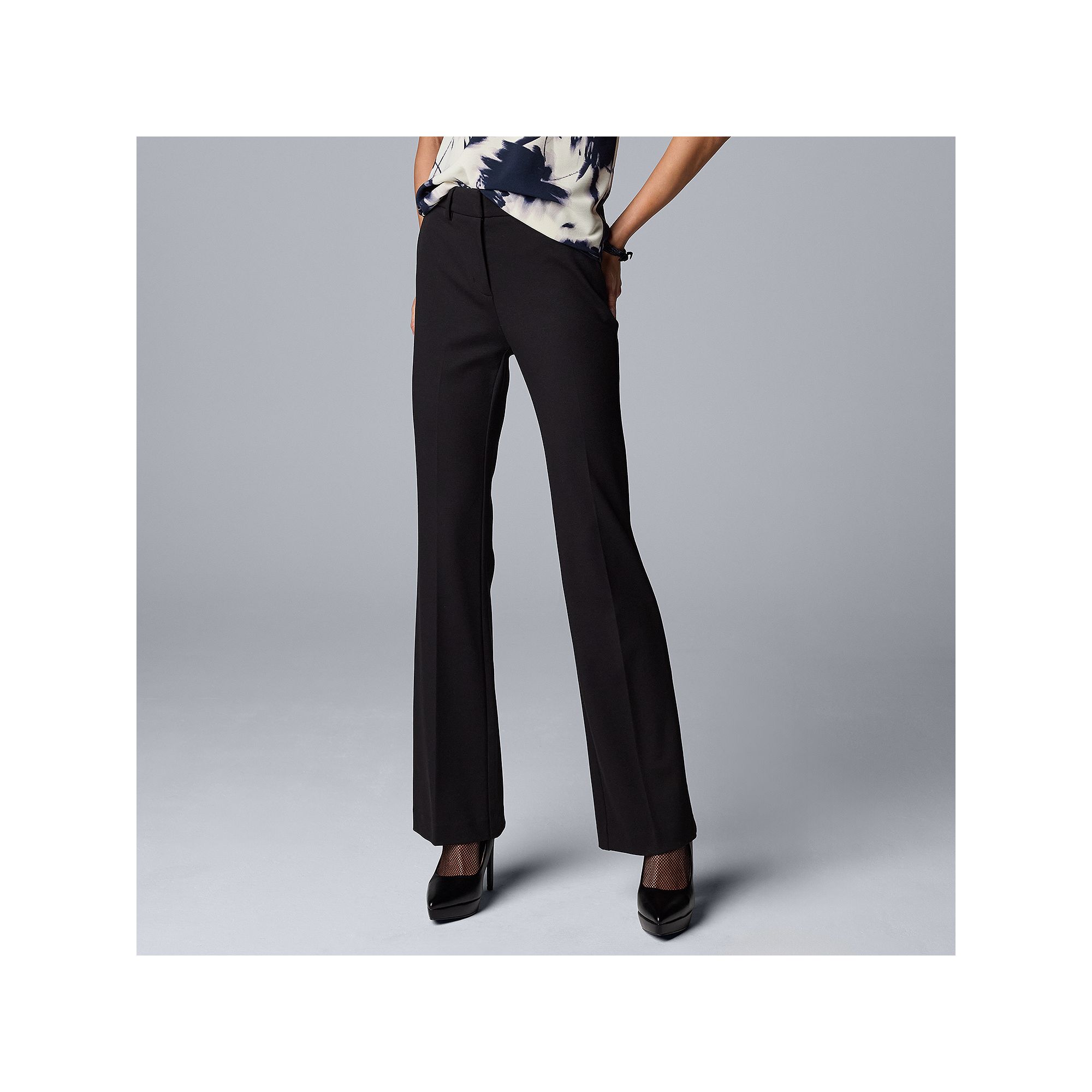Womens Simply Vera Vera Wang High-Rise Flare Pants, Size: 0, Vera Black