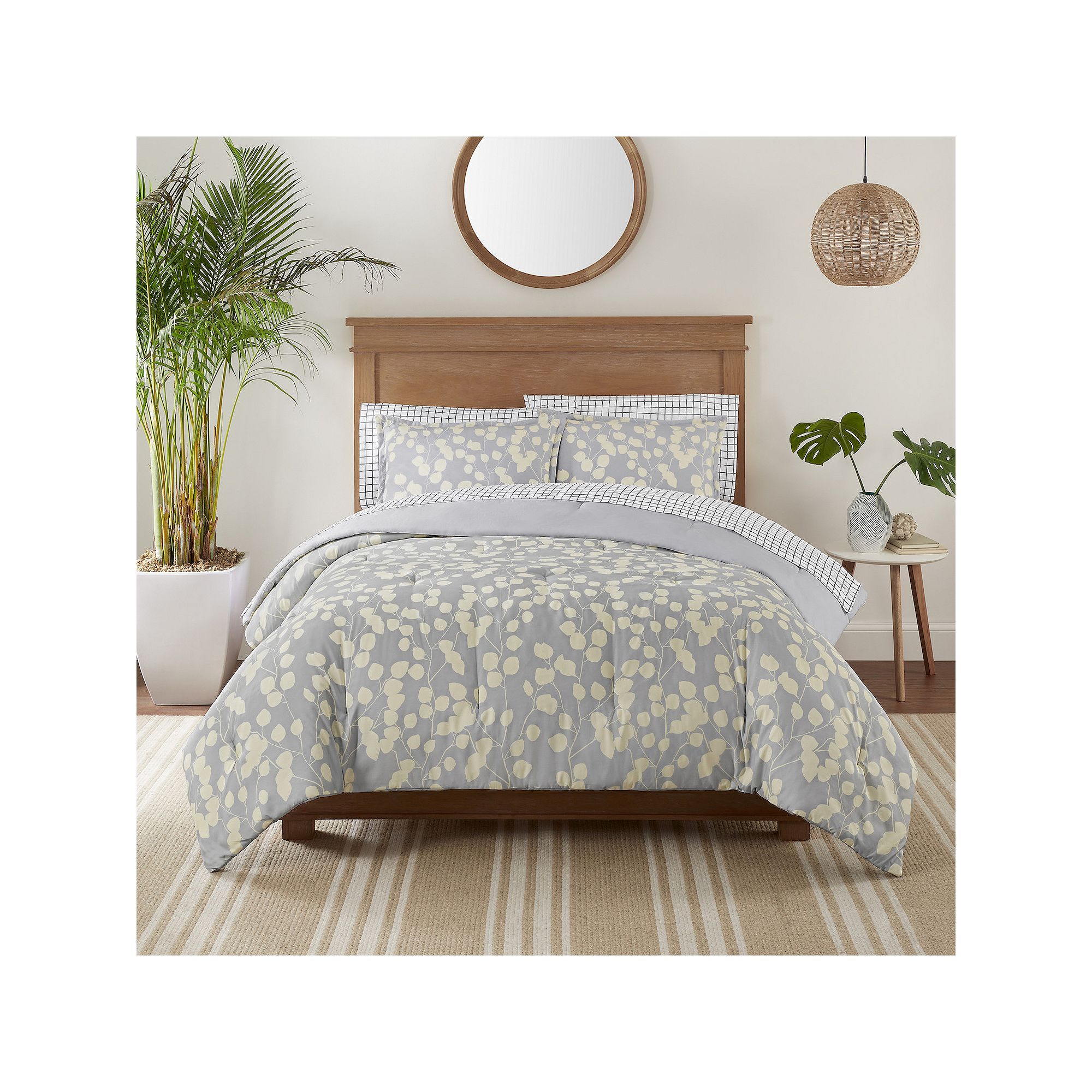 Serta® Simply Clean Ellen Botanical Leaf Antimicrobial Comforter Set with 