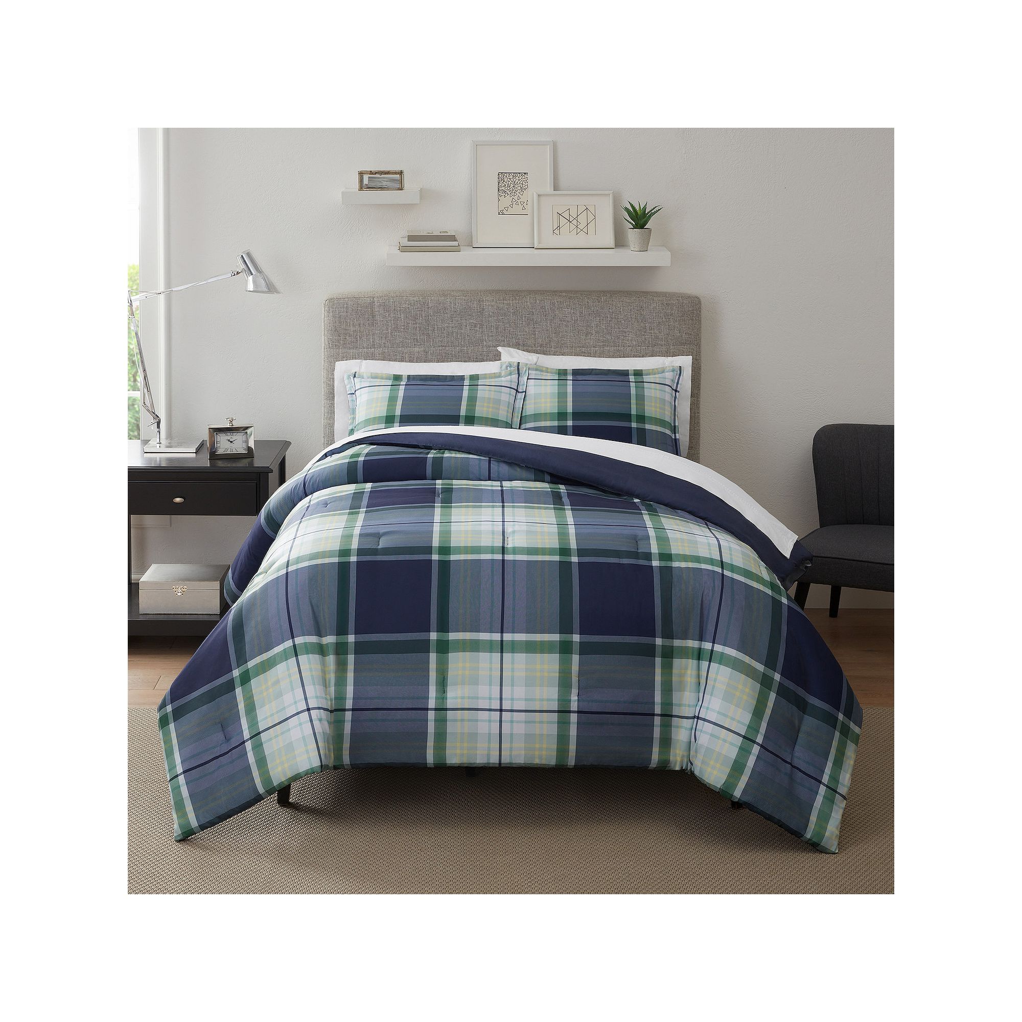 Serta® Simply Clean Scott Plaid Antimicrobial Comforter Set with Shams, Mu
