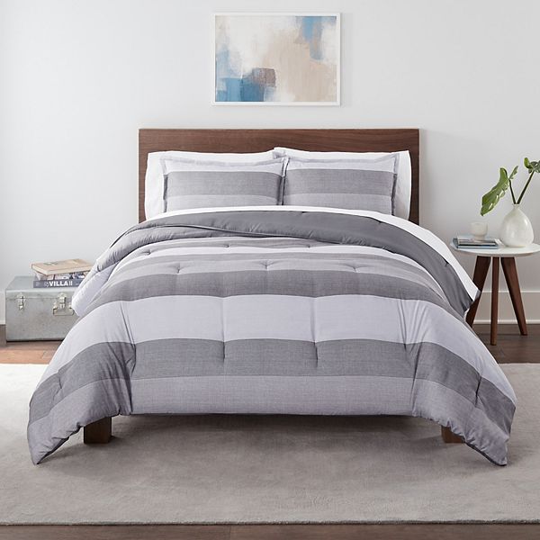 Serta® Simply Clean Billy Textured Stripe Antimicrobial Comforter Set ...