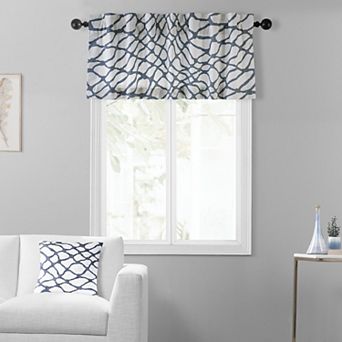 EFF Ellis Printed Cotton Window Valance, 50" X 19", Ellis Blue