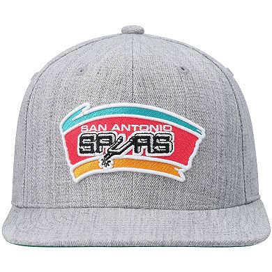 Men's Mitchell & Ness Heathered Gray San Antonio Spurs Hardwood Classics Team 2.0 Snapback Hat