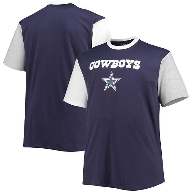 Men's Navy/White Dallas Cowboys Big & Tall Colorblocked T-Shirt