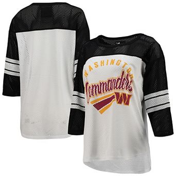 Women's G-III 4Her by Carl Banks White/Black Washington Commanders First Team 3/4-Sleeve Mesh Top