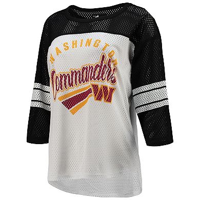 Women's G-III 4Her by Carl Banks White/Black Washington Commanders First Team 3/4-Sleeve Mesh Top