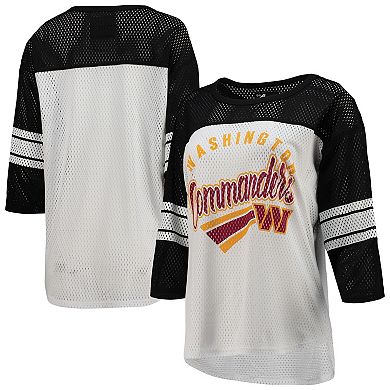 Women's G-III 4Her by Carl Banks White/Black Washington Commanders First Team 3/4-Sleeve Mesh Top