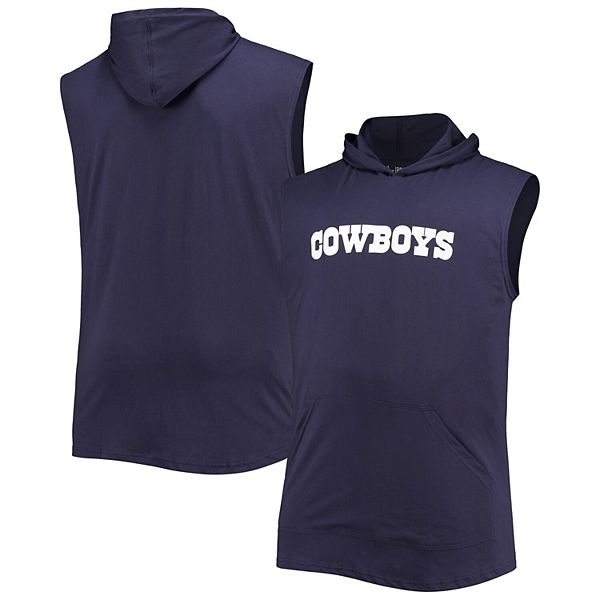 Men's Navy Dallas Cowboys Big & Tall Muscle Sleeveless Pullover Hoodie