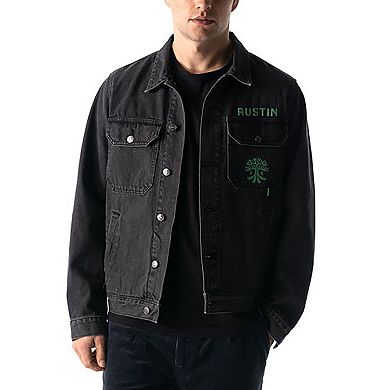 Men's The Wild Collective Black Austin FC Denim Button-Up Jacket