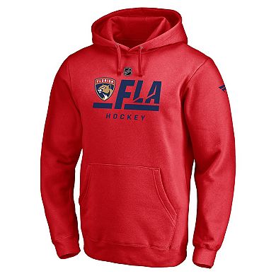 Men's Fanatics Branded Red Florida Panthers Authentic Pro Secondary Logo Pullover Hoodie