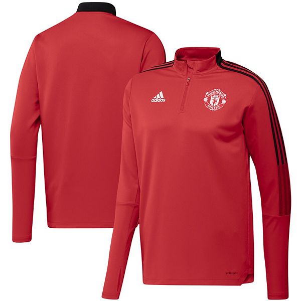 Men's adidas Red Manchester United Track Quarter-Zip Jacket