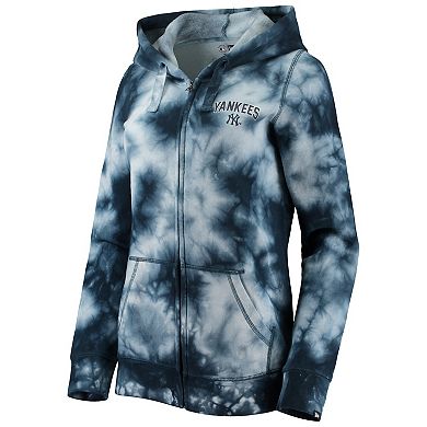 Women's New Era Navy New York Yankees Tie-Dye Full-Zip Hoodie