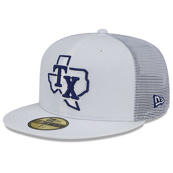Texas Rangers Fanatics Branded Iconic Color Blocked Fitted Hat - White/Royal