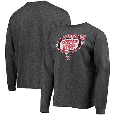 Men's Original Retro Brand Cooper Kupp Heathered Black Eastern Washington Eagles Long Sleeve T-Shirt