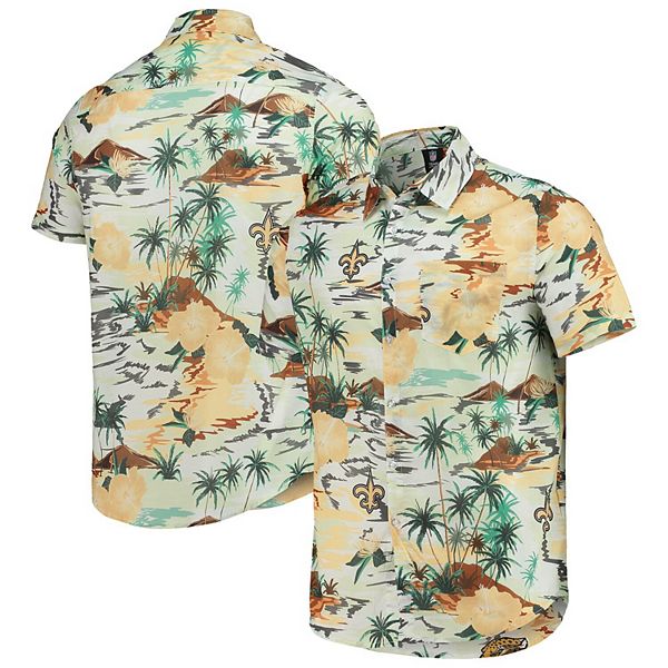 Chicago Bears FOCO Paradise Floral Button-Up Shirt - Cream