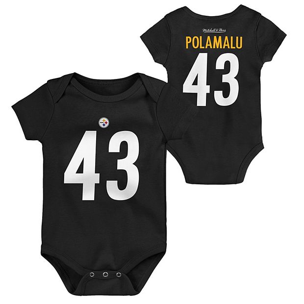 Infant Mitchell & Ness Troy Polamalu Black Pittsburgh Steelers Mainliner  Retired Player Name & Number Bodysuit