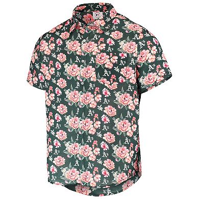 Men's FOCO Green Oakland Athletics Floral Linen Button-Up Shirt