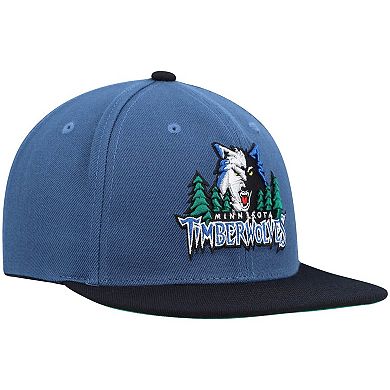 Men's Mitchell & Ness Blue/Black Minnesota Timberwolves Hardwood Classics Team Two-Tone 2.0 Snapback Hat