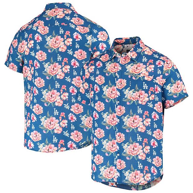 Men's FOCO Royal Los Angeles Dodgers Floral Linen Button-Up Shirt
