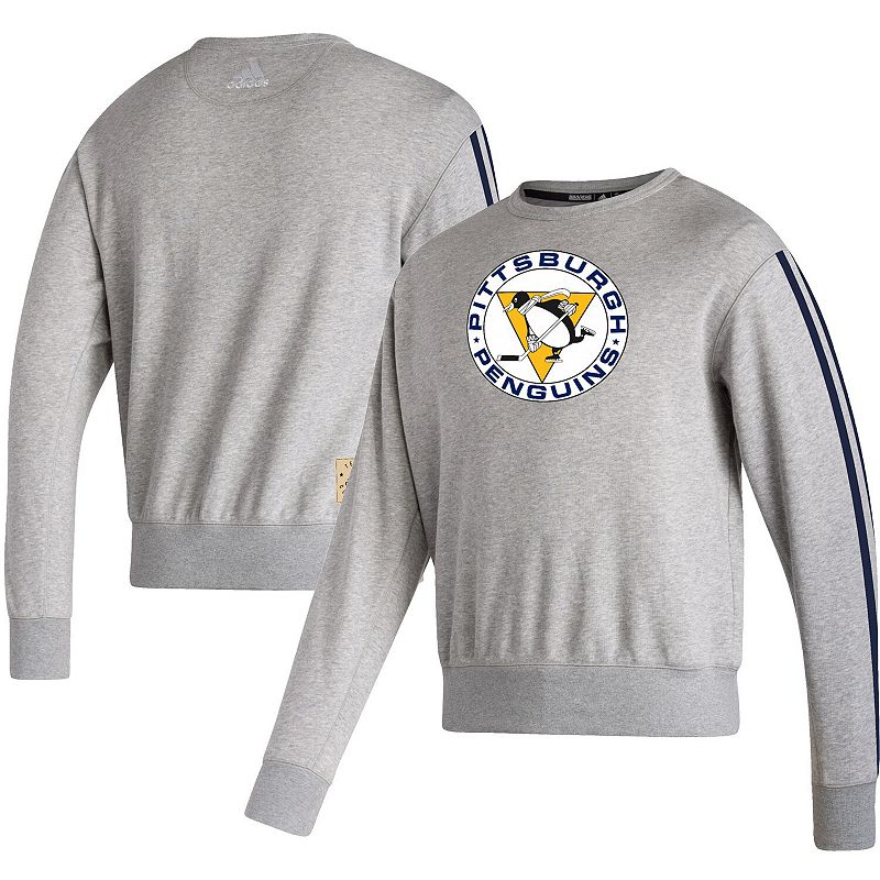Mens adidas Heathered Gray Pittsburgh Penguins Team Classics Vintage Pullo