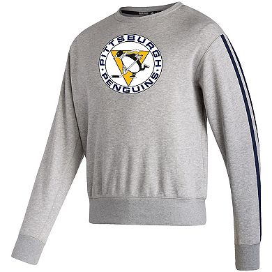 Men's adidas Heathered Gray Pittsburgh Penguins Team Classics Vintage Pullover Sweatshirt