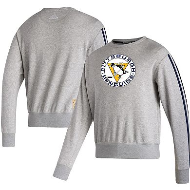 Men's adidas Heathered Gray Pittsburgh Penguins Team Classics Vintage Pullover Sweatshirt