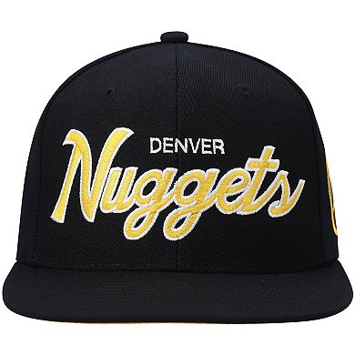 Men's Mitchell & Ness Black Denver Nuggets Hardwood Classics Script 2.0 Snapback Hat