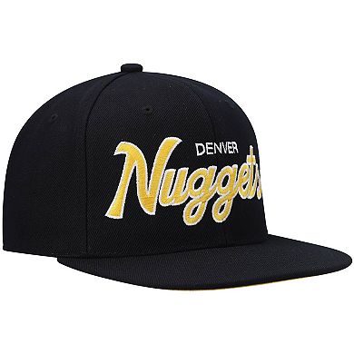 Men's Mitchell & Ness Black Denver Nuggets Hardwood Classics Script 2.0 Snapback Hat