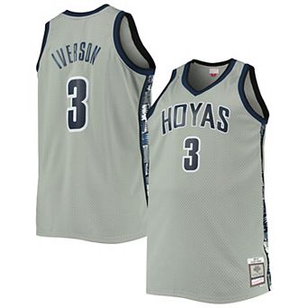 Men's Mitchell & Ness Allen Iverson Gray Georgetown Hoyas Big & Tall 1995-96 Replica Player Jersey