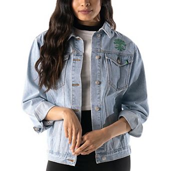 Women's The Wild Collective Blue Austin FC Print Denim Button-Up Jacket