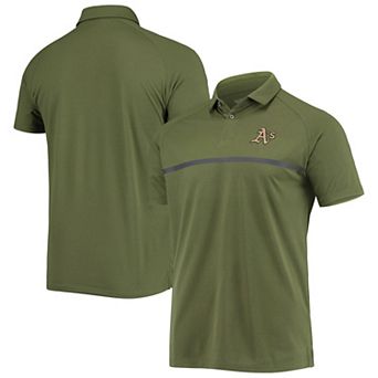 Men's Levelwear Olive Oakland Athletics Delta Sector Raglan Polo